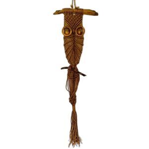 1970s Large Macrame Owl Plant Holder